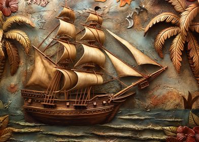 Pirate ship wood carver