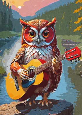 Owl Playing Guitar 