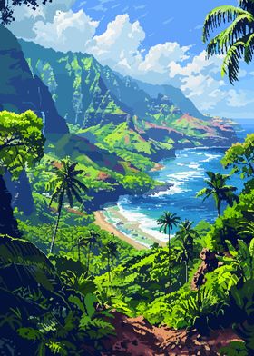 Hawaii Beach Pixel Art