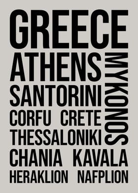 Greece Cities Travel Art