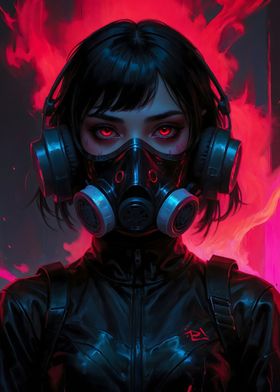 dark cyberpunk gasmask gir