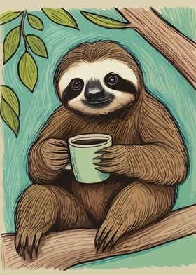 Enjoy Sloth with Coffee