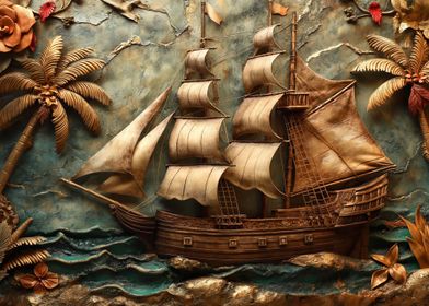 Pirate ship wood carver