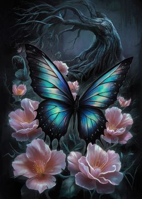 Butterfly and flowers