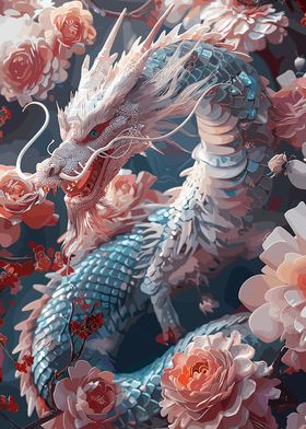 Fantasy Red Dragon Floral