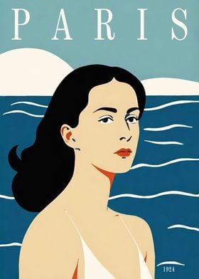 Paris 1924 Swimmer Poster