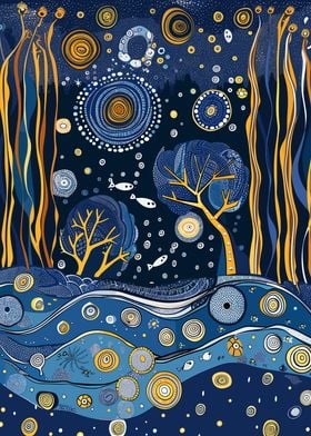 Ocean Gustav Klimt Style