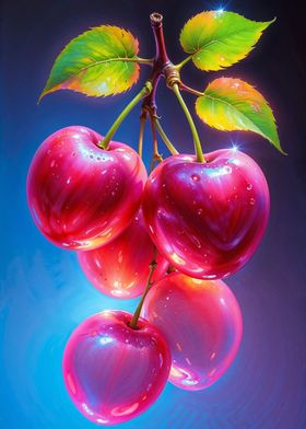 A Bunch of Pink Cherries