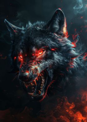 wild evil black wolf