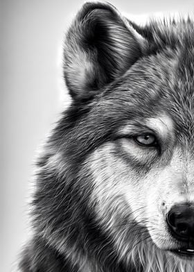 black and white wolf