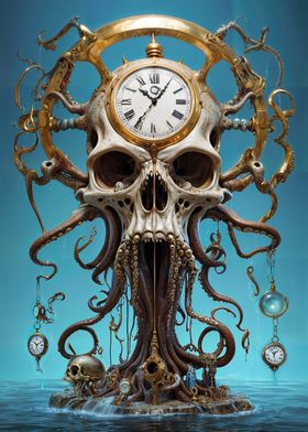 Surreal Octopus Skull Time