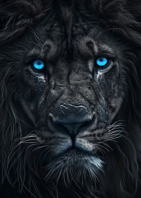 Lion Blue And Black Animal