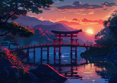 Japanese Landscape Sunset