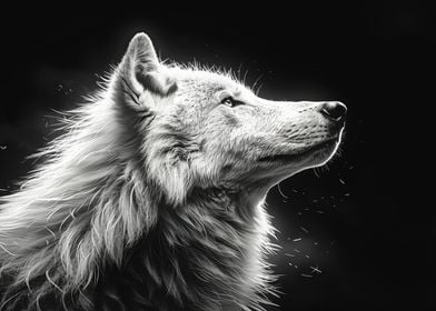 Wolf head black and white