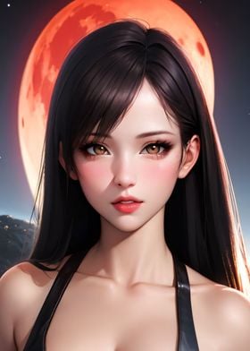 Black Long Hair Anime Moon