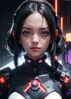 Cyberpunk 2100 Cyborg Girl