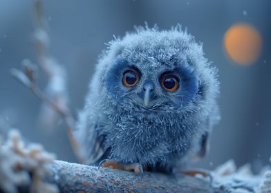 Baby owl sitting on a tree