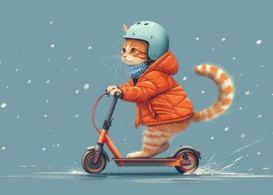 Cat on a scooter