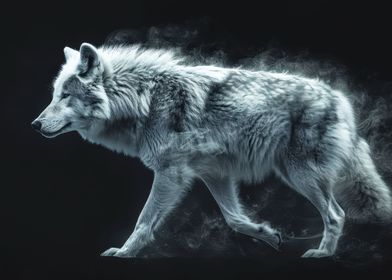 white wolf on black 