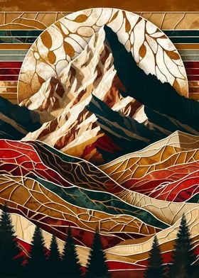 Abstract Golden Mountains