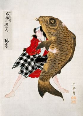 man wrestling fish