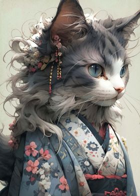 Cat kimono japan