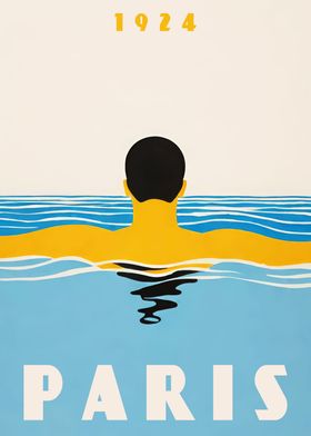 Paris 1924 Swimming Poster