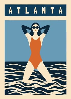 Atlanta Swimming Poster