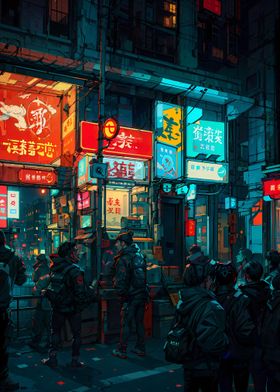 cyberpunk city night neon