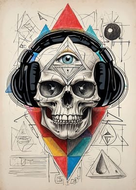 Geometric Skull Eye Music