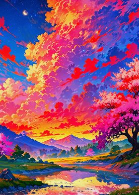 Sunset Cherry Blossom