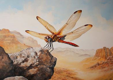 Desert dragonfly in flight