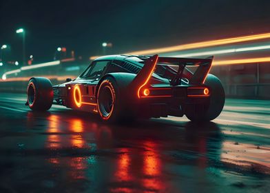 Racing car with neon light