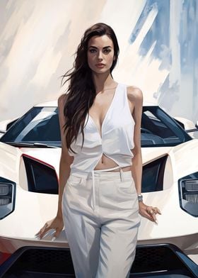 Beauty woman and supercar