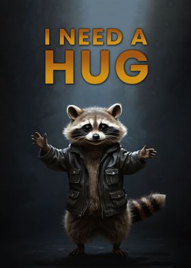 I Need a Hug Raccoon cute