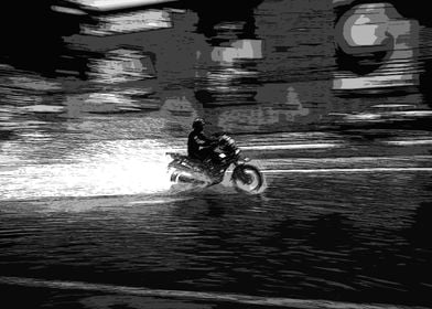 biker and water