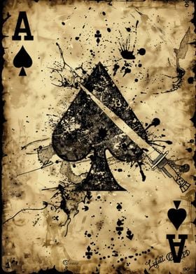 Grunge Ace Of Spades Card