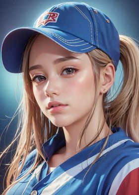 Baseball Girl with Hat