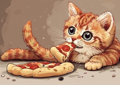 Cat eating Pizza slice