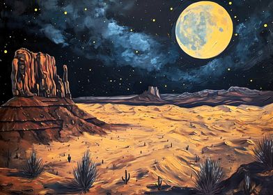 Desert night sky with a fu