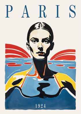 Paris 1924 Swimming Poster