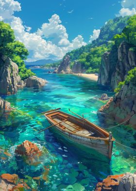 Wooden Boat Landscape 