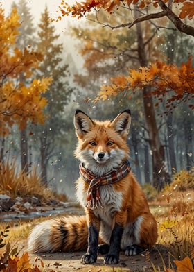 Fox in Autumn Woods