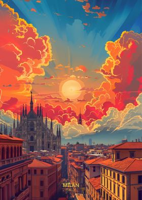Sunset in Milan Italy