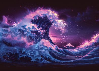 neon Wave on the ocean