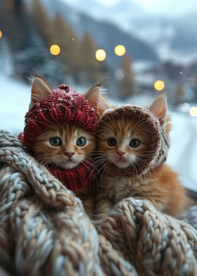 Cute Winter Cat Art