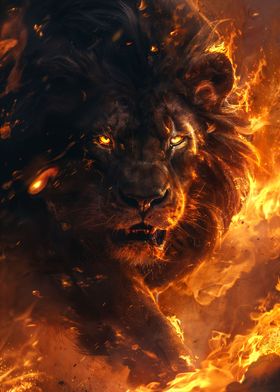 wild black lion