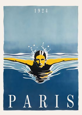 Paris 1924 Swimming Poster