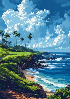 Kauai Hawaii Pixel Art