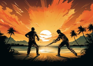 Cricket Sports Game Sunset